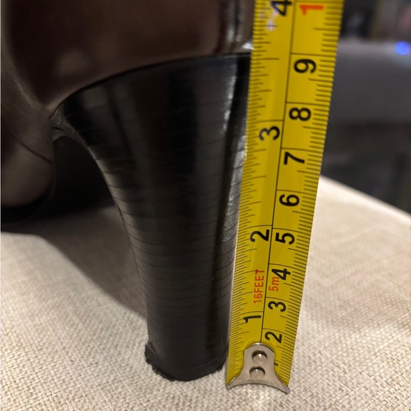 Vintage Nine West Espresso Brown Genuine Leather Ankle Heel Boots 90s Office - Picture 13 of 15